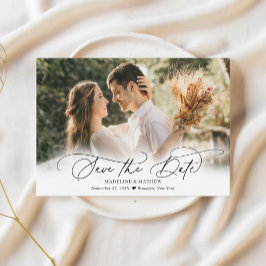Elegante minimalistische foto kalligrafie bruiloft save the date