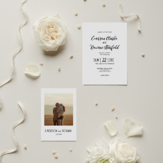 Elegante minimalistische foto met bewerkbare bruil kaart