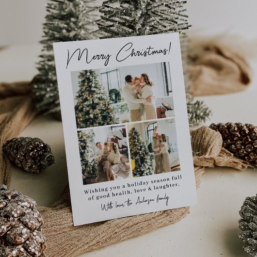 Elegante minimalistische foto moderne familie kers feestdagenkaart