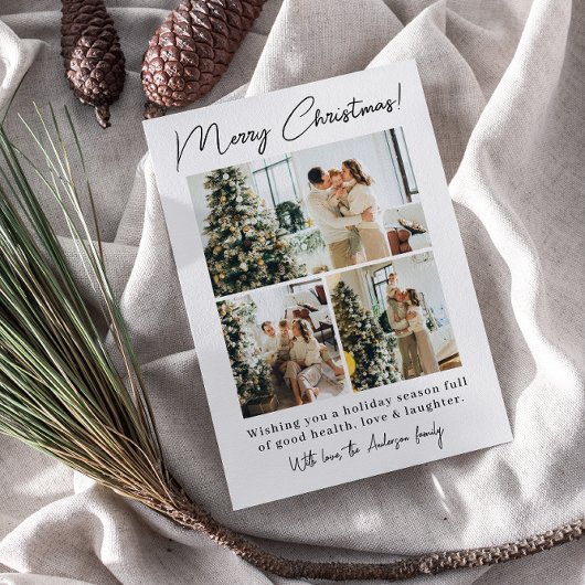 Elegante minimalistische foto moderne familie kers feestdagenkaart