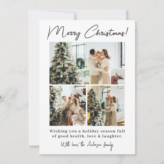 Elegante minimalistische foto moderne familie kers feestdagenkaart (Voorkant)