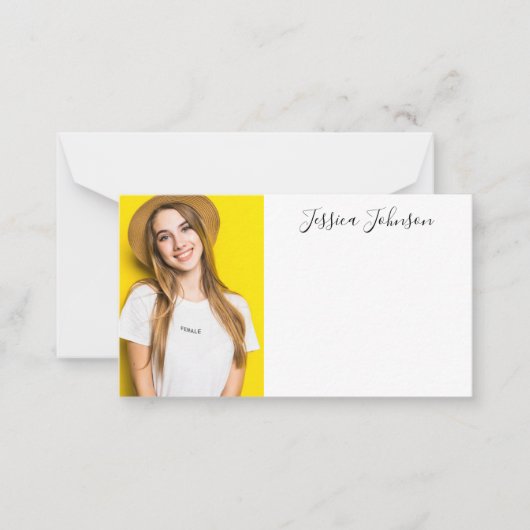 elegante minimalistische foto moderne kalligrafie notitiekaartje (Voorkant)