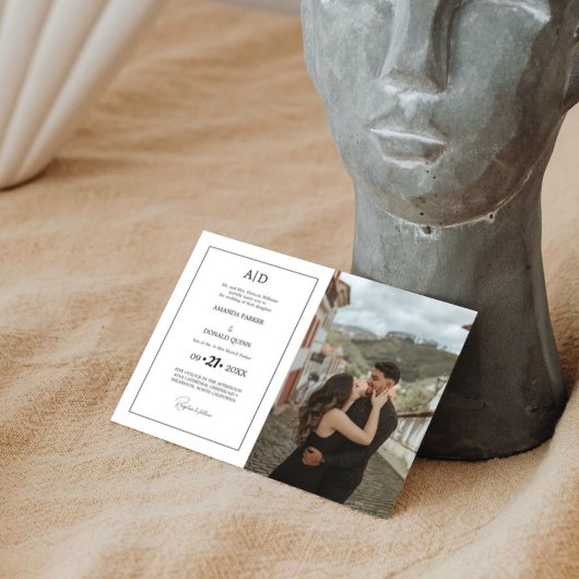 Elegante Minimalistische foto Monogram Bruiloft Kaart