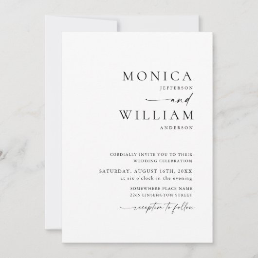 Elegante minimalistische foto QR code bruiloft Kaart (Voorkant)