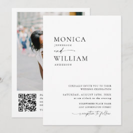 Elegante minimalistische foto QR code bruiloft Kaart