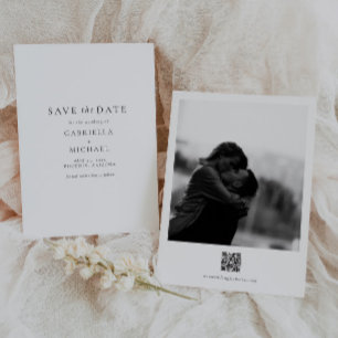 Elegante minimalistische foto QR-code Sla de datum Kaart