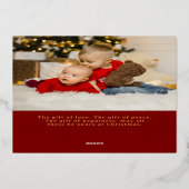 Elegante minimalistische foto rood/goud folie feestdagenkaart (Achterkant)