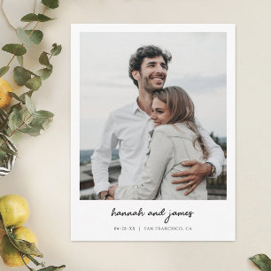 Elegante minimalistische foto Save the Date Weddin Uitnodiging Briefkaart