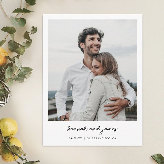 Elegante minimalistische foto Save the Date Weddin Uitnodiging Briefkaart