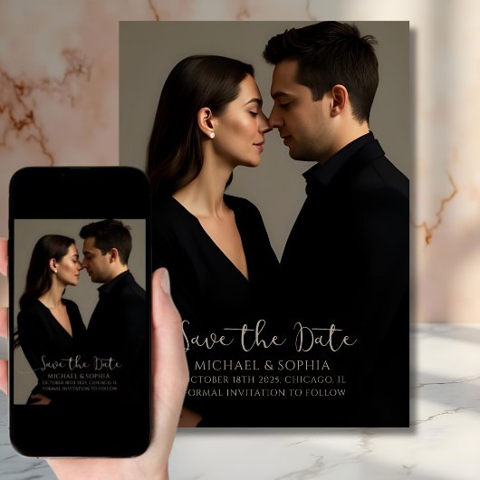 Elegante Minimalistische Foto Trouw Aankondiging