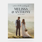 Elegante minimalistische foto welkom bruiloft acryl bord (Voorkant)