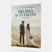 Elegante minimalistische foto welkom bruiloft acryl bord (Hoek)