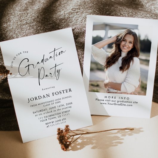 Elegante minimalistische fotoafstudeerfeest kaart