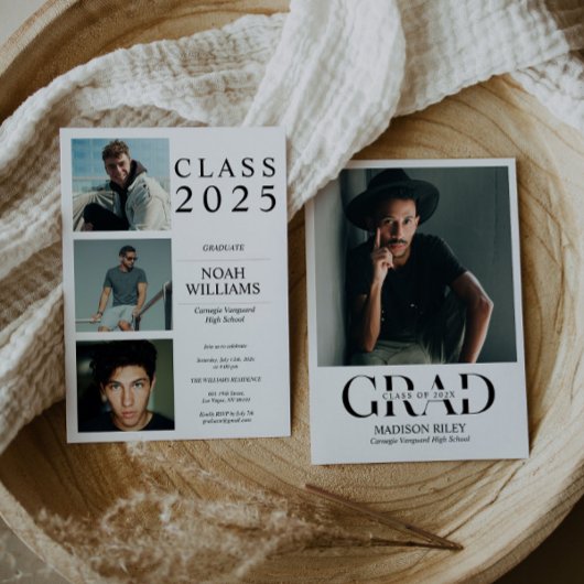 Elegante minimalistische fotoafstudeerfeest kaart