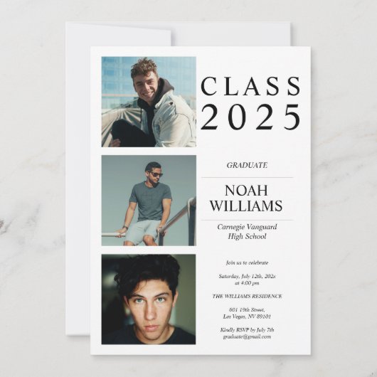 Elegante minimalistische fotoafstudeerfeest kaart (Achterkant)