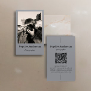 Elegante Minimalistische Fotograaf QR Code Vertica Visitekaartje