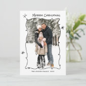 Elegante minimalistische funky retro kerstfoto feestdagenkaart (Staand voorkant)