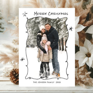 Elegante minimalistische funky retro kerstfoto feestdagenkaart