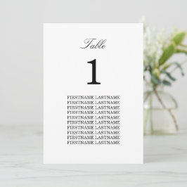 Elegante minimalistische gastnamen tafel Kaart