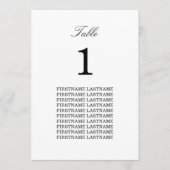 Elegante minimalistische gastnamen tafel Kaart (Voorkant)