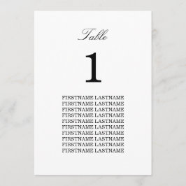 Elegante minimalistische gastnamen tafel Kaart