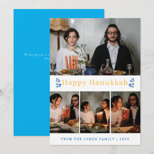 Elegante Minimalistische Gelukkig Hanukkah Familie Feestdagenkaart