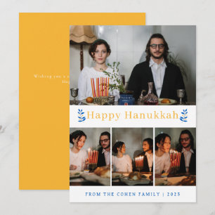 Elegante Minimalistische Gelukkig Hanukkah Familie Feestdagenkaart