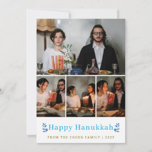 Elegante Minimalistische Gelukkig Hanukkah Familie Feestdagenkaart