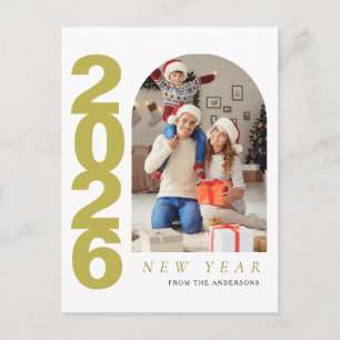 Elegante Minimalistische Gelukkig Nieuwjaar Famili Feestdagenkaart