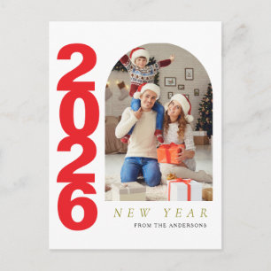 Elegante Minimalistische Gelukkig Nieuwjaar Famili Feestdagenkaart