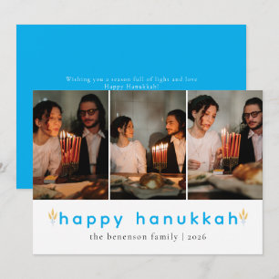 Elegante Minimalistische Gelukkige Chanukka Famili Feestdagenkaart