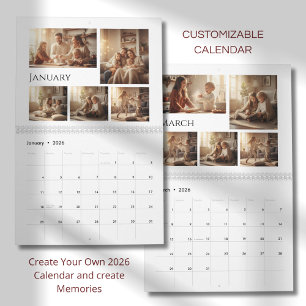 Elegante Minimalistische Gezinsfotokalender 2026 Kalender
