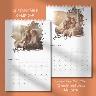 Elegante Minimalistische Gezinsfotokalender 2026 Kalender