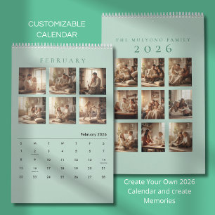 Elegante Minimalistische Gezinsfotokalender 2026 Kalender