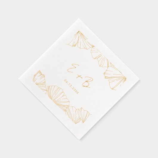 Elegante minimalistische Ginkgo Biloba bruiloft go Folie Servetten (Rechts)