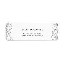 Elegante minimalistische Ginkgo Biloba retouradres Etiket