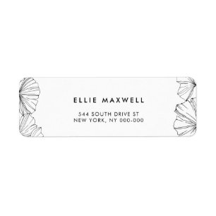 Elegante minimalistische Ginkgo Biloba retouradres Etiket