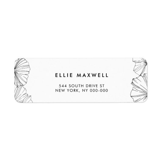 Elegante minimalistische Ginkgo Biloba retouradres Etiket (Voorkant)