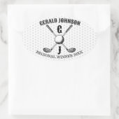 Elegante minimalistische golf monogr... ovale sticker (Tas)