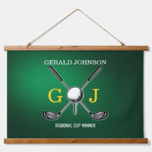 Elegante minimalistische Golf Monogram Design Hang Hangend Wandkleed