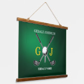 Elegante minimalistische Golf Monogram Design Hang Hangend Wandkleed (Gebogen)