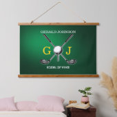 Elegante minimalistische Golf Monogram Design Hang Hangend Wandkleed (Slaapkamer)
