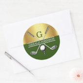 Elegante Minimalistische Golf Monogram Ontwerp Kla Ronde Sticker (Envelop)
