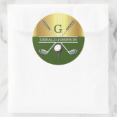 Elegante Minimalistische Golf Monogram Ontwerp Kla Ronde Sticker (Tas)