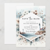 Elegante minimalistische golven vuurtoren bruiloft save the date (Voorkant / Achterkant)