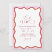 Elegante minimalistische golvende hete roze en Ora Kaart (Voorkant)