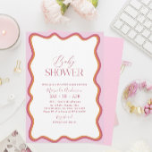 Elegante minimalistische golvende hete roze en Ora Kaart