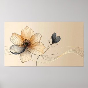 Elegante Minimalistische Goud & Doorzichtig Beige Poster