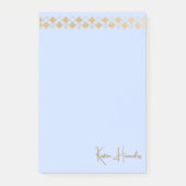 Elegante minimalistische gouden accent blauw post-it® notes (Voorkant)
