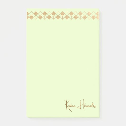 Elegante minimalistische gouden accent munt groen post-it® notes (Voorkant)